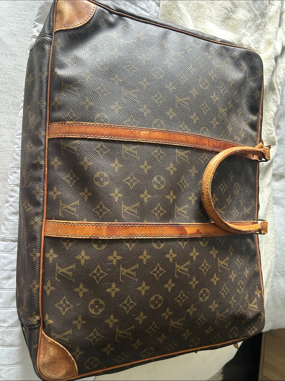 Louis Vuitton Monogram Canvas Carry Travel Bag in Brown and Tan